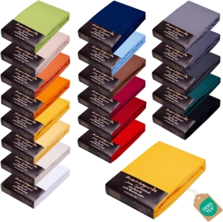 Avantgarde Premium Spannbetttuch 90x200-100x220 - hoher 40cm Steg auch f. Boxspringbett & Wasserbett - Spannbettlaken ca. 170g/m² - Bettlaken - 100% Jersey Baumwolle ÖKO-TEX (04 Gelb)