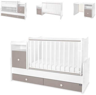 Lorelli Babybett Trend Plus 70x160cm Schreibtisch Kinderbett Schubladen Kommode hellgrau