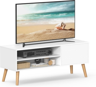 VASAGLE TV-Schrank, Lowboard, Fernsehschrank für Fernseher bis zu 55 Zoll, 120 cm lang, Fernsehtisch, für Wohnzimmer, Industrie-Design, weiß LTV120T46