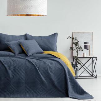 AmeliaHome Tagesdecke anthrazit honiggelb 220x240 Bettüberwürf zweiseitig Ultrasonic Steppung Polyester Softa