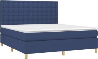 vidaXL Boxspringbett mit Matratze & LED Blau 160x200 cm Stoff 3135771