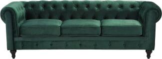 3-Sitzer Sofa Samtstoff grün CHESTERFIELD