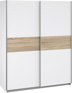 Forte Set: Kleiderschrank+Einlegeböden+Schubladenkommode+Türstopper, Holzwerkstoff, weiß/Sonoma Eiche, 150x190