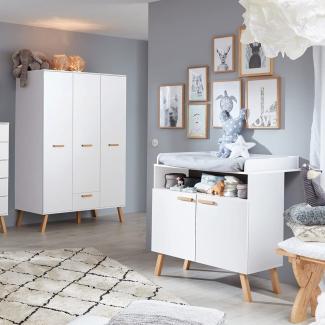 Trendteam 'Mats' 2-tlg. Babyzimmer-Set, weiß, aus 3-trg. Kleiderschrank und Wickelkommode