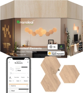Nanoleaf Elements Wood Look Hexagons Expansion Pack - 3PK EEK G