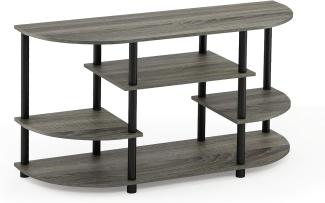 Furinno JAYA TV-Ständer mit einfachem Design und verschiedenen Ablageflächen, holz, Französische Eiche Grau/Schwarz, 39. 5 x 106. 78 x 57. 79 cm