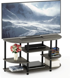 Furinno JAYA TV-Ständer mit einfachem Design und verschiedenen Ablageflächen, holz, Französische Eiche Grau/Schwarz, 39. 5x106. 78x57. 79 cm