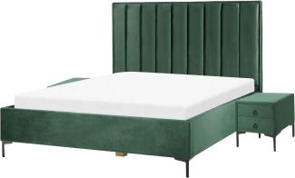 Schlafzimmer komplett Set 3-teilig dunkelgrün 180 x 200 cm SEZANNE