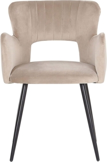 Esszimmerstuhl 2er Set SANILAC Samtstoff Taupe