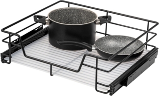 bremermann Teleskopauszug für 60 cm Schrank mit Einlegeboden, aus Metall, schwarz