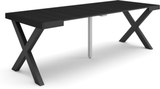 Skraut Home | Ausziehbarertisch | Multifunktionaler ausziehbarer | 220 | Für 10 Gäste | Massivholz Beine | Moderner Stil | Schwarz