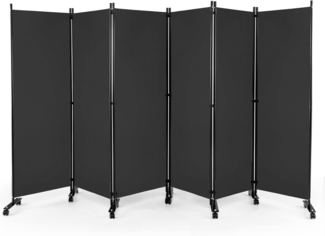 FANTASK 6-teilig Raumteiler auf Rollen, Paravent Faltbar innen, Trennwand aus Stoff für mehr Privatsphäre und Flexibilität (Grau)
