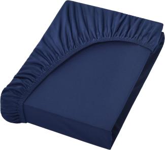 NatureMark Jersey Spannbettlaken, Spannbetttuch 100% Baumwolle in vielen Größen und Farben MARKENQUALITÄT ÖKOTEX Standard 100 | 200x220 cm +40 Steg - Navy blau