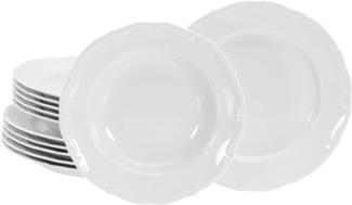 CreaTable 16137 Tafelservice Maria Theresia für 6 Personen, Porzellan, weiß (1 Set, 12-teilig)