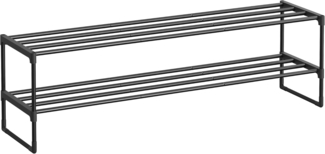 SONGMICS Schuhregal mit 2 Ebenen, Schuhständer aus Metall, Schuhaufbewahrung, Schuh-Organizer für 10-12 Paar Schuhe, stapelbar, für Flur, Wohnzimmer, Schlafzimmer, 30 x 116 x 34 cm, schwarz LSA032B01