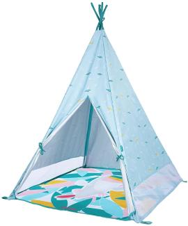 Badabulle B038000 Tipi Jungle Spielzelt & Indianerzelt mit UV-Schutz, Indoor/Outdoor nutzbar, 120 x 100 x 100 cm, blau