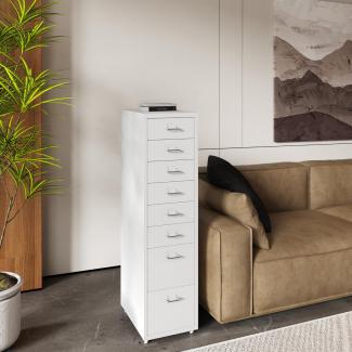 Rollcontainer Kökar mit 8 Schubladen 109x28x41 cm Weiß [en. casa]