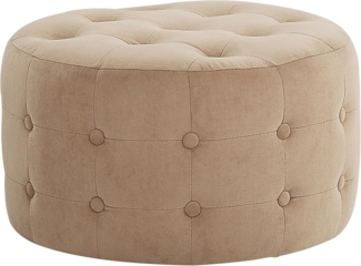 Beliani 'TAMPA' Pouf, Samtstoff Beige, 55 x 55 x 30 cm