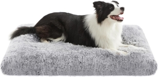 Feandrea Hundebett, Hundekissen, Flauschige Hundematte, Langer Plüsch, 105x68 cm, weiche Polsterung, waschbar, multifunktional, Ombré-Grau PGW206GA01