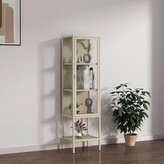 Dmora Vitrine Pflaume 42 x 35 x 160h cm Weiß 3 Böden 4 Fächer, 1 Tür