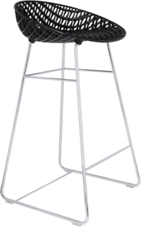 Kartell Smatrik Stool, Barhocker, Schwarz mit Chromstruktur