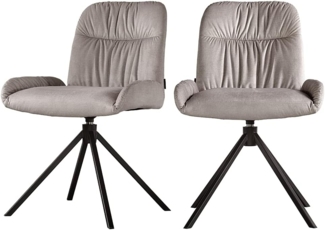 Selsey Simdes - Drehstuhl/Polsterstuhl 2-er Set mit pflegeleichtem Bezug und Vierbeingestell aus Metall (Hellbraun)