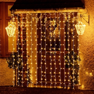 SALCAR 6 x 3m LED Lichtervorhang Außen Weihnachten Warmweiß