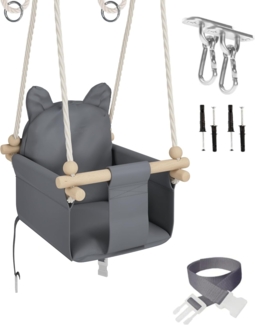 MAMOI® Babyschaukel Kinderschaukel | Babyschaukel Indoor Schaukel Indoor | Baby Schaukel Babyschaukel Holz | Schaukel Indoor Kinder | Schaukel Holz + SICHERHEITSGURT | CE | 100% ECO | Made in EU