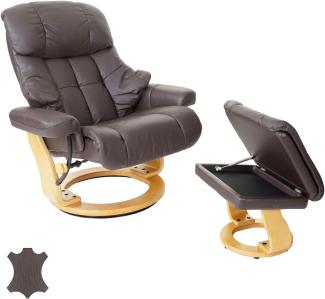 Relaxsessel Calgary XXL braun Leder mit Hocker/ Natur