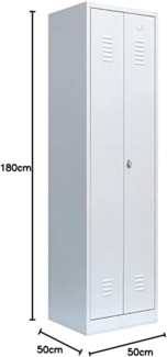 Kleider-Wäsche-Schrank mit Garderobenteil Spind Spint Stahl Kleiderschränke Wäscheschrank Gaderobenschrank 2-türig 180 x 50 x 50