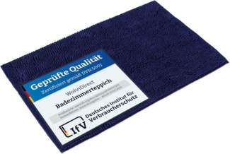 WohnDirect Badematte 70x120 cm | Dunkelblau - rutschfest & Waschbar - Badezimmerteppich zum Set kombinierbar, Badvorleger, WC Garnitur, Badteppich