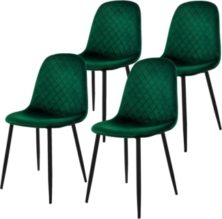 ML-DESIGN Stuhl Esszimmerstuhl mit Rückenlehne, Polsterstuhl mit Metallbeinen (4 St), Wohnzimmerstuhl ergonomisch Dunkelgrün mit Samtbezug Küchenstuhl