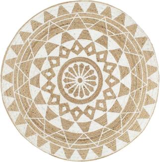 vidaXL Teppich Handgefertigt Jute mit weißem Aufdruck 150 cm [133697]