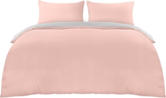 Utopia Bedding Bettwäsche 200x200 Set - Mikrofaser Bettbezug 200x200 cm + 2 Kissenbezüge 50x75 cm - Grau/Rosa