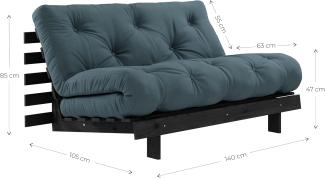 KARUP DESIGN ROOTS Futonsofa Gestell Unbehandelt Matratze Petrol Blau