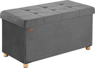 Casaria Sitzbank, Samt Anthrazit Faltbar inkl. Füßen & Boxen 76x38cm 300kg Belastbarkeit