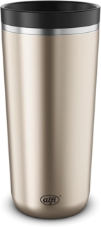 Alfi Thermobecher ISO COFFEE MUG PRO, absolut dicht, spülmaschinenfest, Edelstahl, Kunststoff, Silikon, 0,38l, 6h heiß & 12h kalt, mit Druckknopf & Teebeutel-Aufhänger