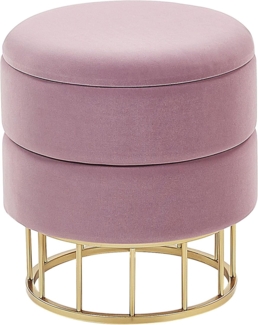 Pouf Samtstoff mit Stauraum rosa ⌀ 37 cm ELGIN