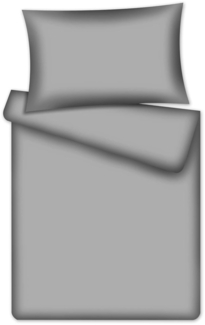 KiGATEX Kinderbettwäsche Stars 2-TLG. 100% Baumwolle 40x60 + 100x135 cm mit Reißverschluss (Uni Graphit)