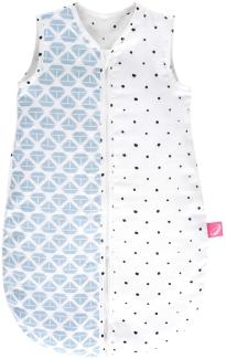 Babyschlafsack Sommer aus Baumwollmusselin von Motherhood - kuscheliger Babyschlafsack Öko Tex Standard, Klasse 1, Größe: 0-6 Monate, Schiffe blau