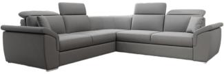 Designer Sofa Fernando mit Schlaffunktion und Stauraum Stoff Grau