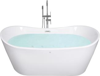 Whirlpool Badewanne freistehend weiß oval mit LED 168x80 cm ANTIGUA