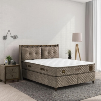 Pointhome Boxspringbett Set, Bamboo Sleep, Schlafzimmerbett, 7 Zonen Matratze, H3 (Mittelfest) (1 x Matratze, 2 x Bettkasten, 1 x Bettkopfteil), Hyper-Schaum, Bambus-Strickstoff, Taschenfederkern, Matratzenhöhe:29cm