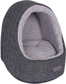 lionto Tierbett lionto Katzenhöhle mit Wendekissen Katzenbett Kuschelhöhle Katzenkorb, dunkelgrau, abnehmbarer Bezug, waschbar