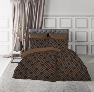 Fleuresse Black Premium Mako-Brokat-Damast Bettwäsche mit Uni Wendeseite 484314 messing Größe 135x200 cm