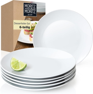 Moritz & Moritz Tafelservice BASIC Dessertteller Set (6-tlg), 6 Personen, Porzellan, für 6 Personen - spülmaschinen- und mikrowellengeeignet