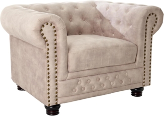 riess-ambiente Sessel CHESTERFIELD 110cm champagner (Einzelartikel, 1-St), Wohnzimmer · Samt · mit Armlehne · Federkern
