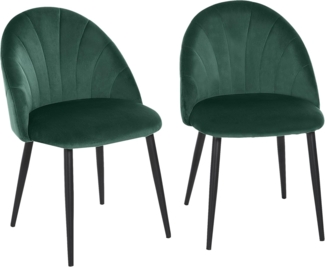 HOMCOM Esszimmerstuhl Küchenstuhl Wohnzimmerstuhl (Polsterstuhl, 2 St), Skandi-Design Samt Metall Grün 52 x 54 x 79 cm