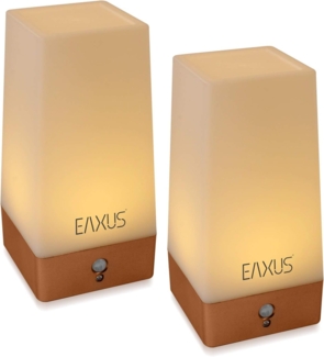 EAXUS LED Tischleuchte Kabllose Nachtlampe im Kupfer/Bronze Look, mit Bewegungssensor & Dämmerungssensor, LED fest integriert, warmweiß, Nachttischleuchte