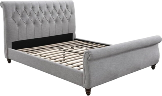 Vente-unique - Bett 140 x 190 cm mit gepolstertem Kopfteil - Grau - BALANSANO